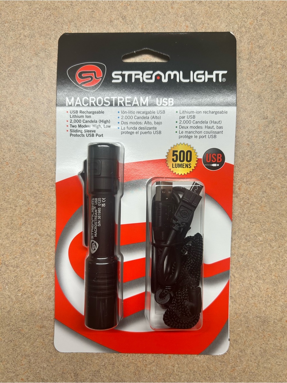 Streamlight 66320 Macrostream Flashlight 500 Lumens USB Rechargeable Battery